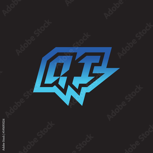 QI initial cool logo design for gaming and esport