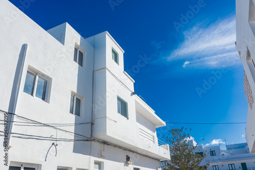 White houses of La Santa, town nearby the sea in Lanzarote, Canary Islands, Spain