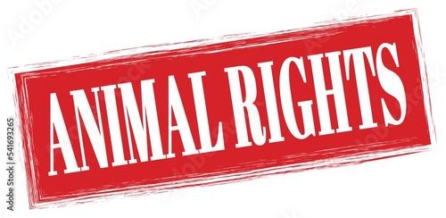 ANIMAL RIGHTS text written on red stamp sign. photo