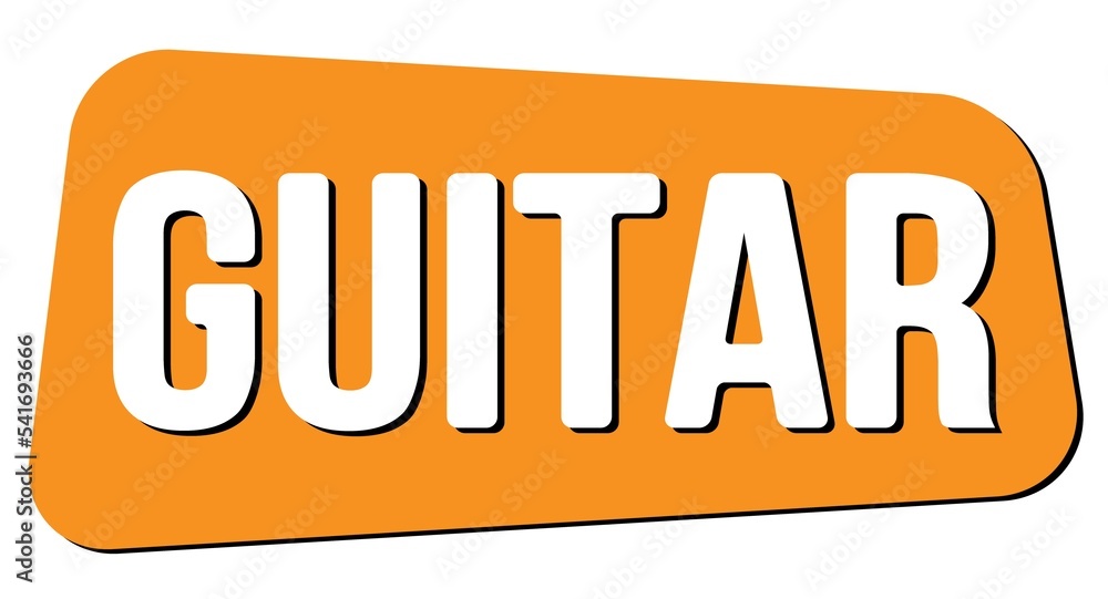 GUITAR text on orange trapeze stamp sign. GUITAR text on orange trapeze stamp sign.
