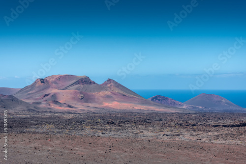 Volcanic landscape of Timanfaya National Park, Lanzarote, Canary Islands, Spain