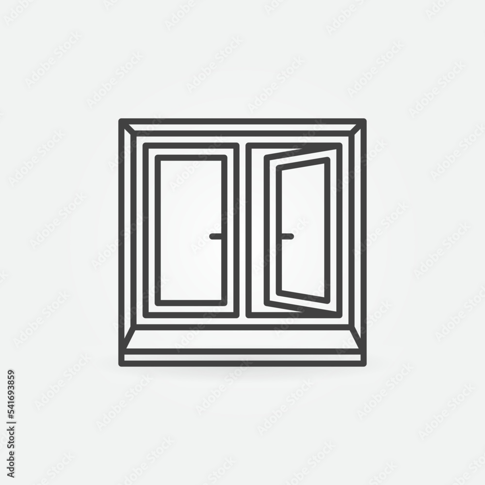 Opened Window outline vector concept minimal icon or sign Opened Window outline vector concept minimal icon or sign