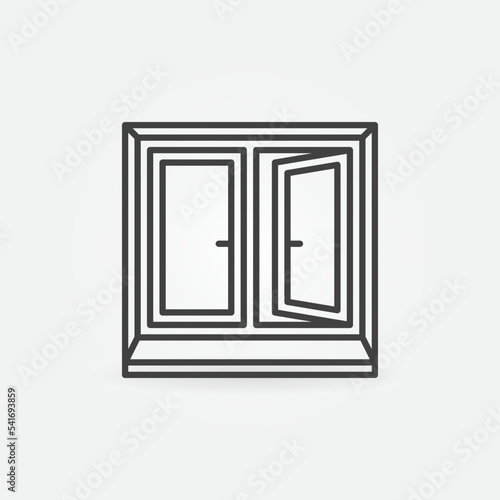Opened Window outline vector concept minimal icon or sign
