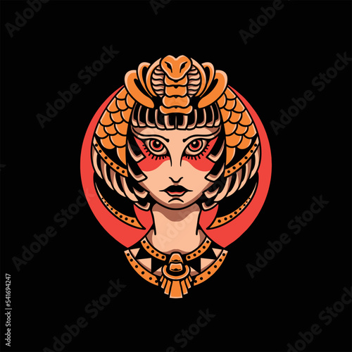 egyptian girl tattoo vector design