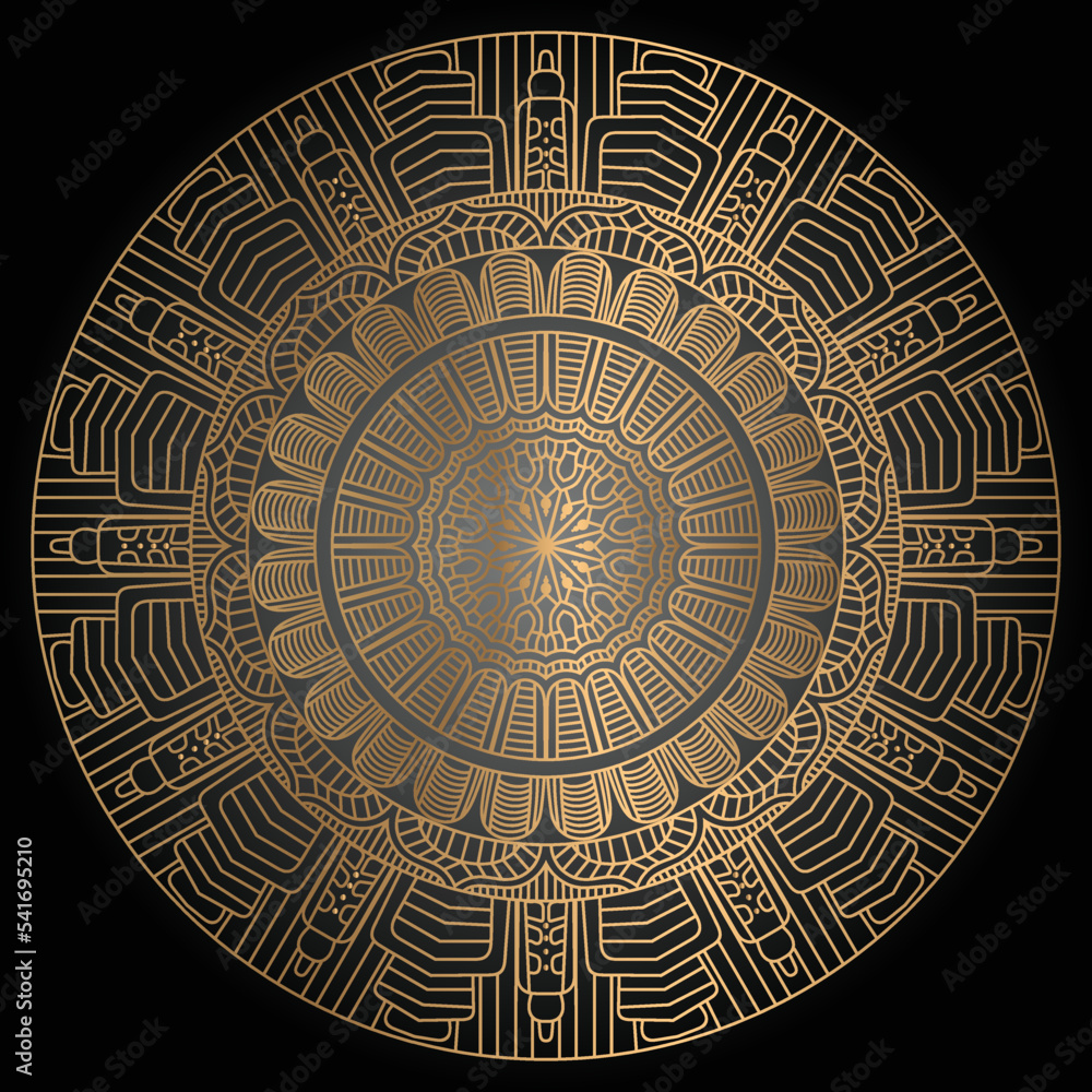 Luxury ornamental mandala design in golden color arabesque pattern background
