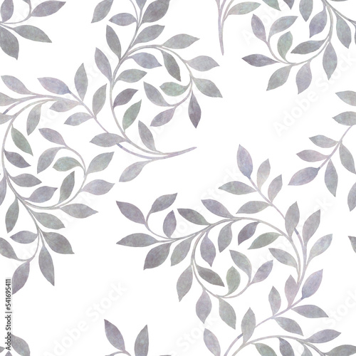 Seamless botanical pattern. Leaves watercolor ornament for design, wallpaper, wrapping paper.
