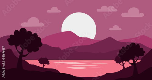 nature background mountains lake purple pink twilight gradation