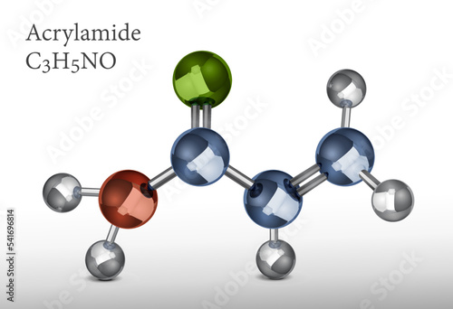 Acrylamide chemical formula. Organic compound. Vector illustration