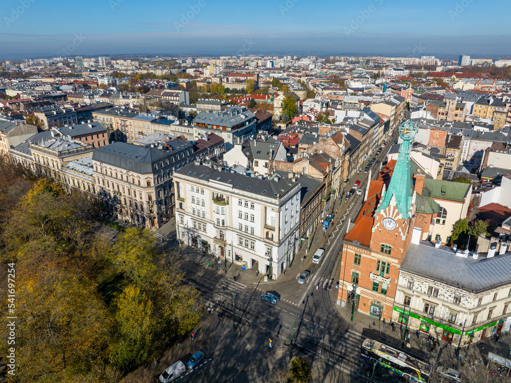 Kraków Aerial View. Kraków is a capital of the Lesser Poland Voivodeship. Poland. Europe. 