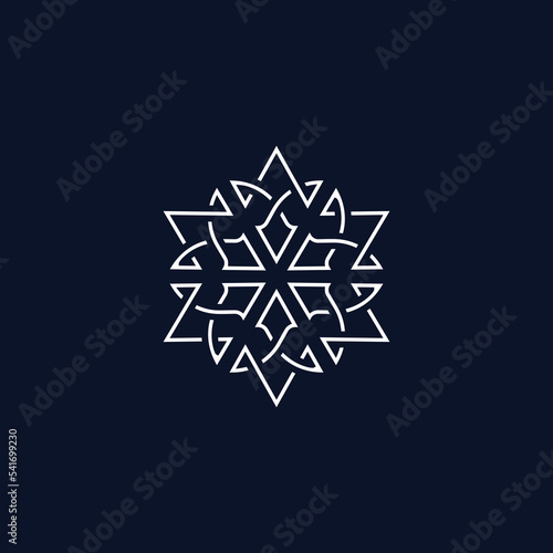 Abstract logo in the shape of a star with a tribal style. Very unique and stylish. Editable and easy to custom