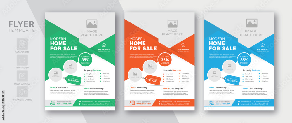 Flyer template for real estate agency business promotion | Colorful template design | Easy to edit | Print-ready format