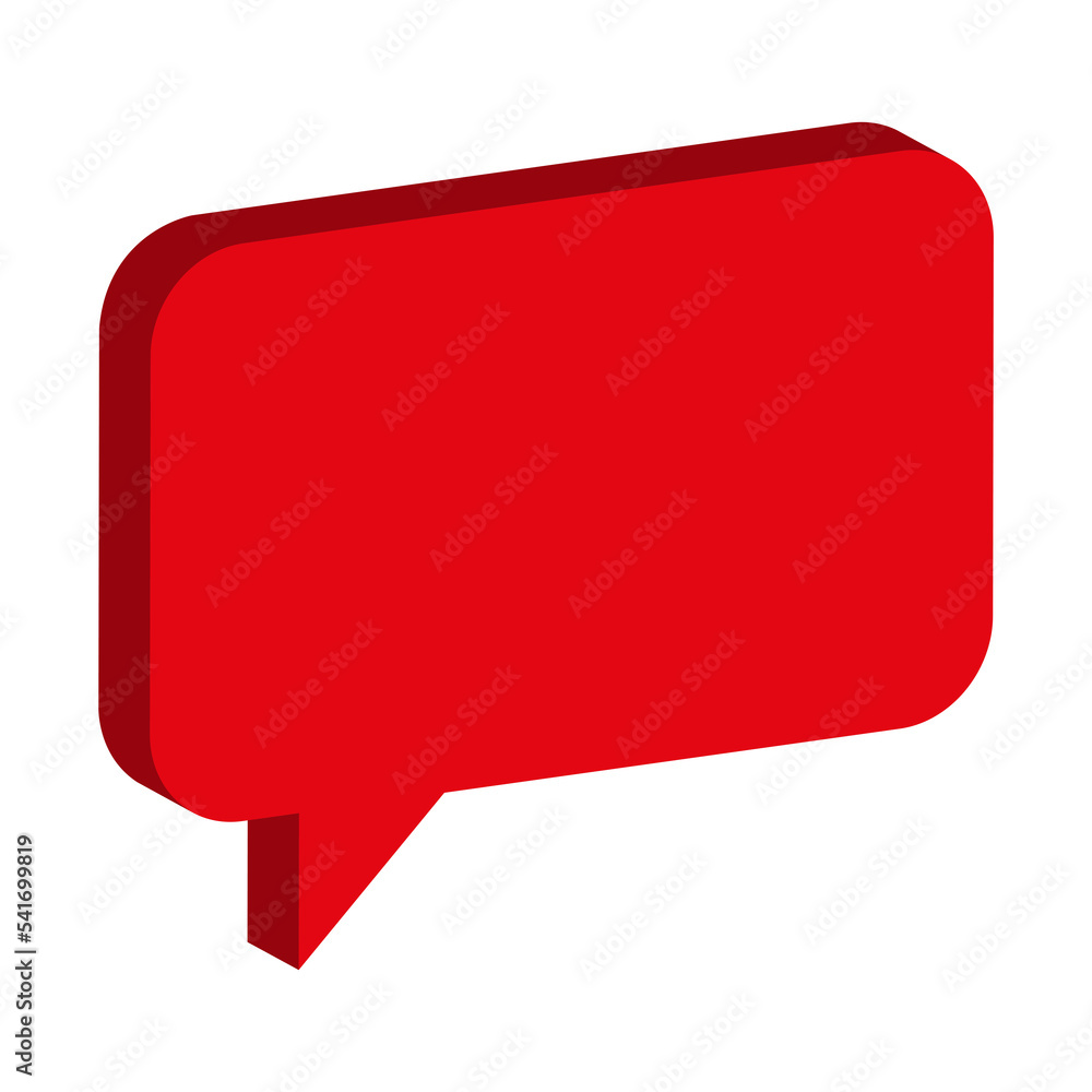 Bubble icon illustration. 3d red speech bubble, 3D Chat icon. Bubble icon illustration. 3d red speech bubble, 3D Chat icon.