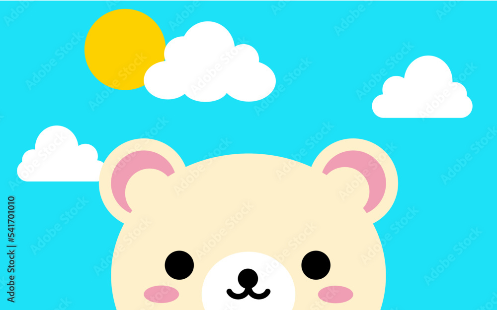 Cute kawaii teddy bear vector illustration isolated on blue background minimal style. Doodle element cartoon funny sticker animal character kid art. Chat, social media, print for books, notebooks Cute kawaii teddy bear vector illustration isolated on blue background minimal style. Doodle element cartoon funny sticker animal character kid art. Chat, social media, print for books, notebooks