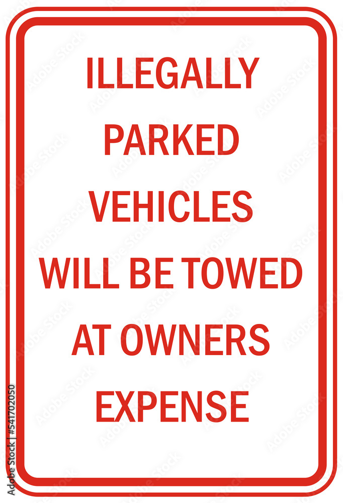 Obraz premium parking sign and labels tow away zone no parking violator will be ticketed, fine, booted and tow away set