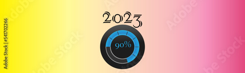 Countdown to 2023 concept. The virtual radial loading bar with loading progress for New Year's Eve and changing the year  2023,