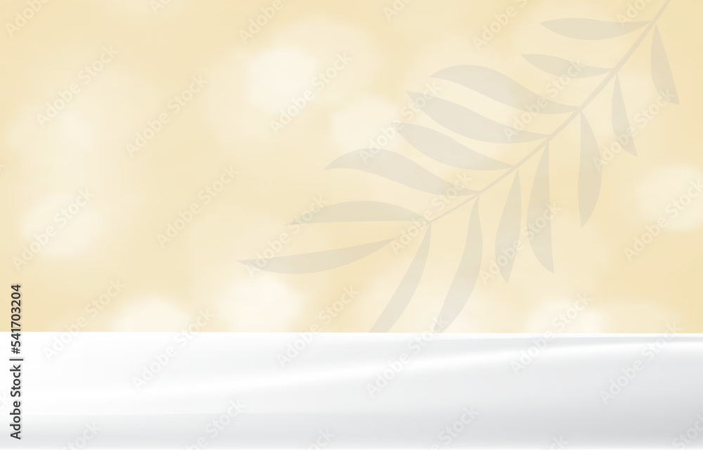 Tropical leaf shadow and wave on wall for product placement. Neutral layout home background. Summer sunshine light and stage desk montage mockup. Tropical leaf shadow and wave on wall for product placement. Neutral layout home background. Summer sunshine light and stage desk montage mockup.