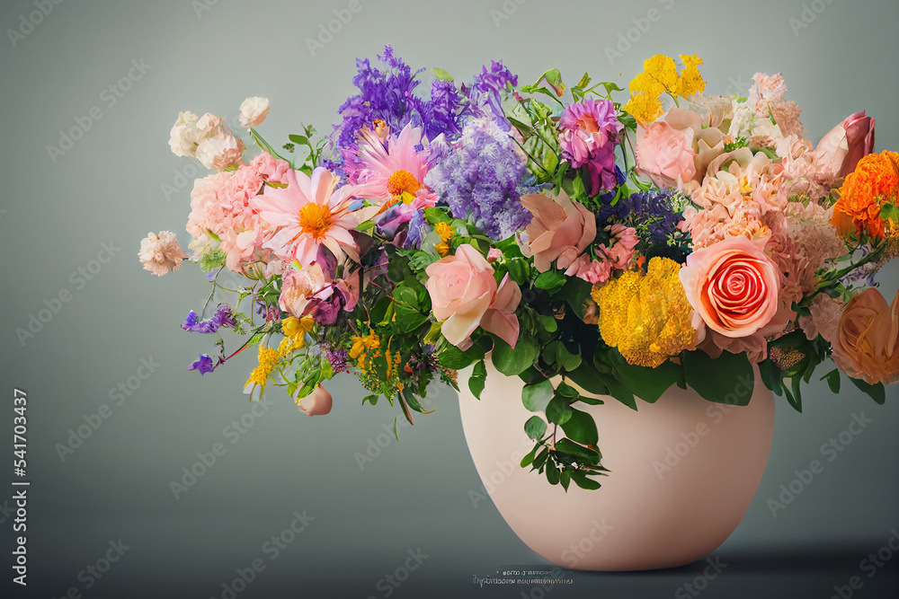 Fototapeta premium beautiful bouquet of multicolored flowers