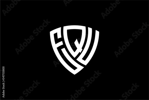 EQU creative letter shield logo design vector icon illustration