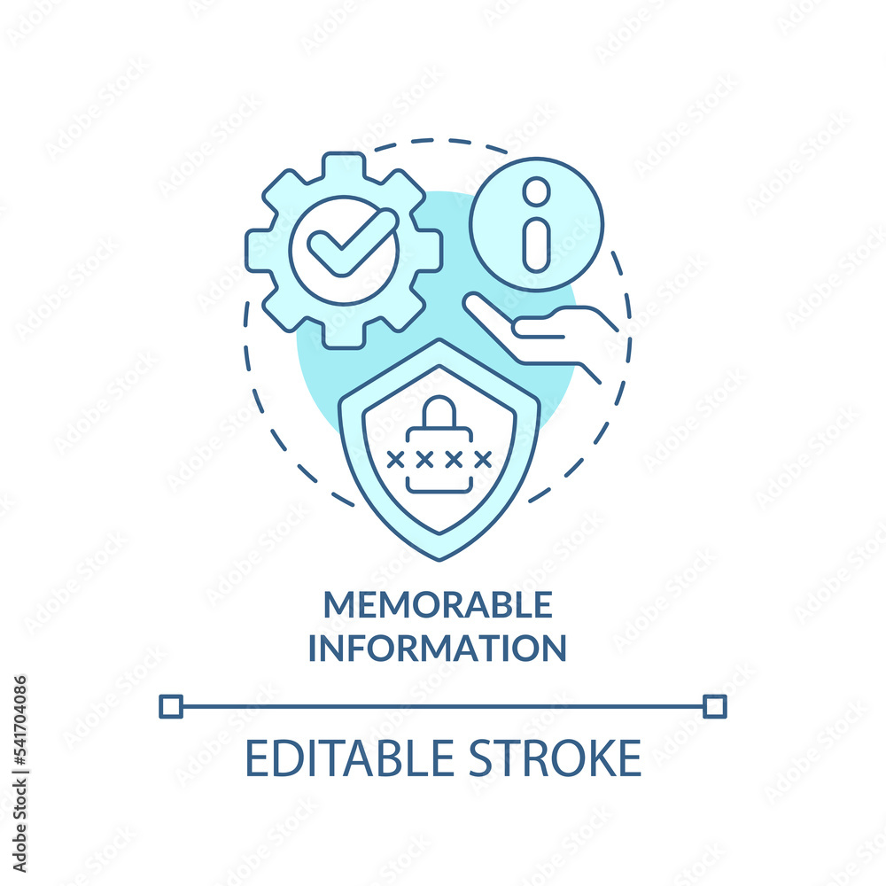 Memorable information turquoise concept icon. Web wallet. E banking app installation abstract idea thin line illustration. Isolated outline drawing. Editable stroke. Arial, Myriad Pro-Bold fonts used Memorable information turquoise concept icon. Web wallet. E banking app installation abstract idea thin line illustration. Isolated outline drawing. Editable stroke. Arial, Myriad Pro-Bold fonts used