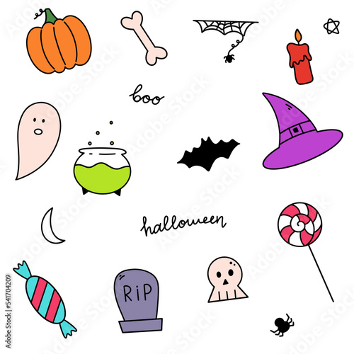 A set of various Halloween elements. Vector illustration