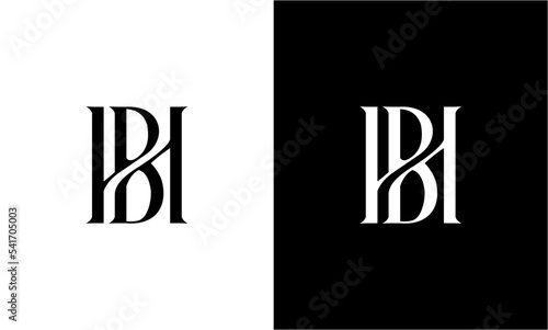 letter hb or bh serif logo design
