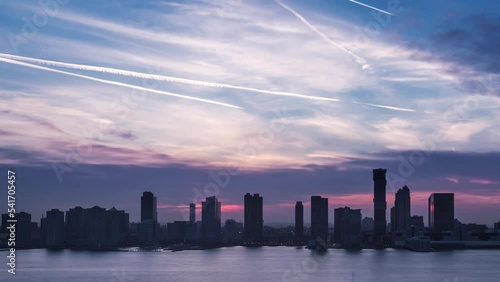 time lapse of the jersey city skyline at sunset
