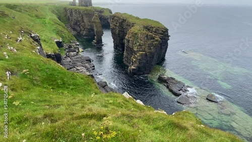 Ruins of Castle Sinclair Girnigoe, Scotland. It is located about 3 miles north of Wick on the east coast of Caithness, Scotland. It is considered to be one of the earliest seats of Clan Sinclair. photo
