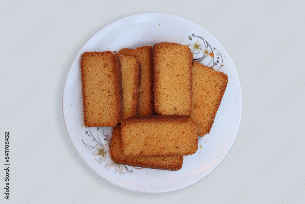 Dry Cake Biscuits On Plate Dry Cake Biscuits On Plate