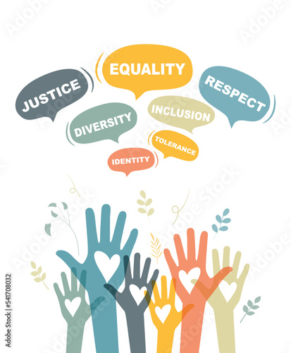 Diversity, Equality, Inclusion, Identity, Tolerance, Respect, Justice concept. 