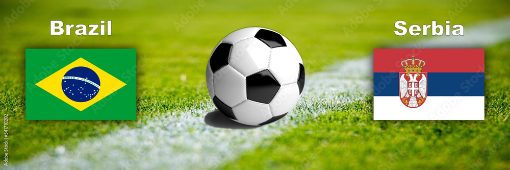 Fototapeta premium Fussballspiel Brasilien vs. Serbien