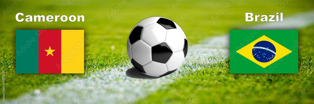 Obraz premium Fussballspiel Kamerun vs. Brasilien