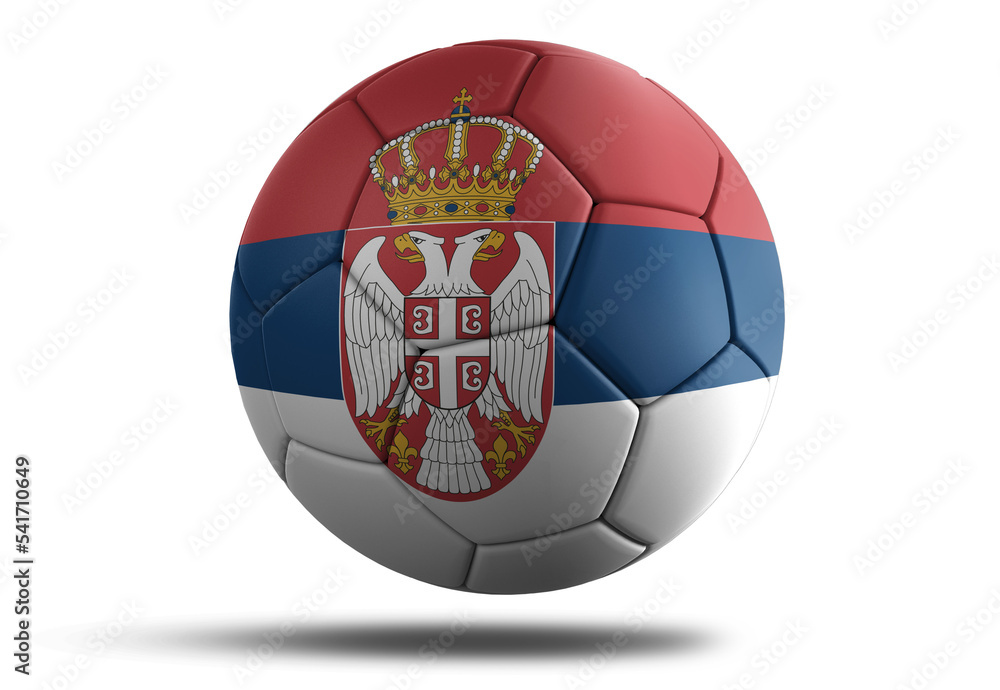 Serbiaflag football ball for 2022 Soccer World Cup. Serbian country flag on a hovering ball on isolated transparent background Serbiaflag football ball for 2022 Soccer World Cup. Serbian country flag on a hovering ball on isolated transparent background