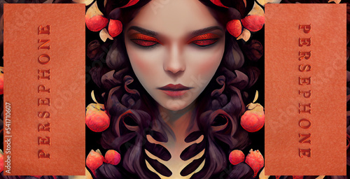 Persephone Goddess. Greek mythology. She is the daughter of Zeus and Demeter. Kore, Proserpina, wife of Hades. Queen of the Underworld. Myth of the abduction of persepone. photo