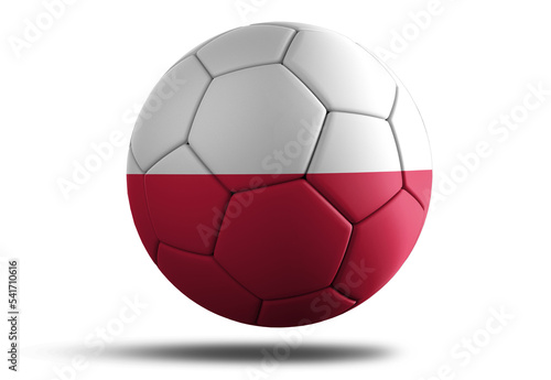 Poland flag football ball for 2022 Soccer World Cup. Polish country flag on a hovering ball on isolated transparent background