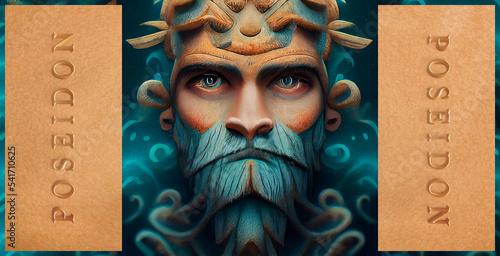 Poseidon God. Greek mythology. God of the seas and earthquakes. Nethuns, Neptune protector of cities. Oracle of Delphi.