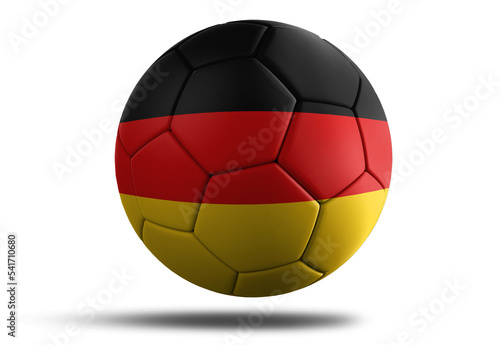 Germany flag football ball for 2022 Soccer World Cup. Germanian country flag on a hovering ball on isolated transparent background