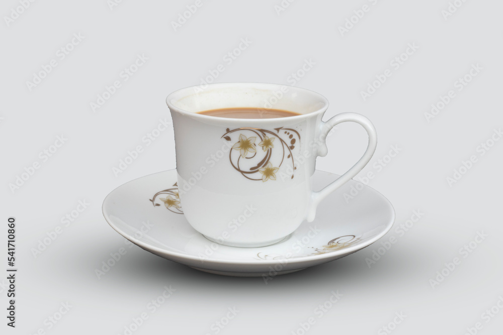 Isolated White Tea Cup With Tea On Solid Background Isolated White Tea Cup With Tea On Solid Background