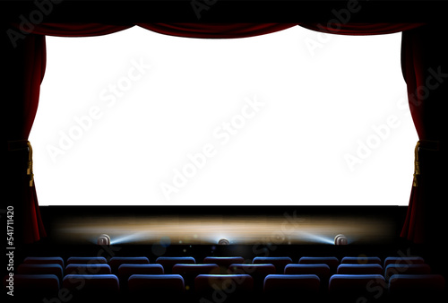 A theater or theatre or possibly a cinema movie screen background with red curtains