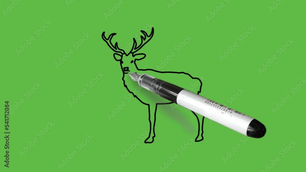 Draw wild deer in light and dark brown color combination with black outline on abstract green background
Draw wild deer in light and dark brown color combination with black outline on abstract green background
