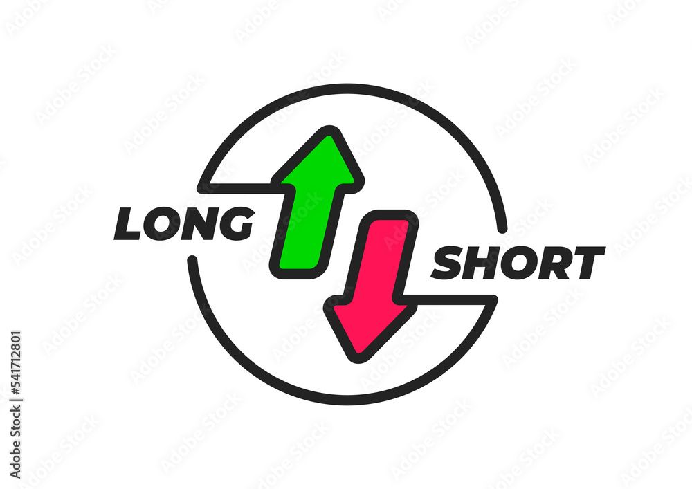 Long and short positions in crypto trading symbol. vector Stock Vector |  Adobe Stock