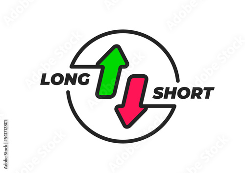 Long and short positions in crypto trading symbol. vector