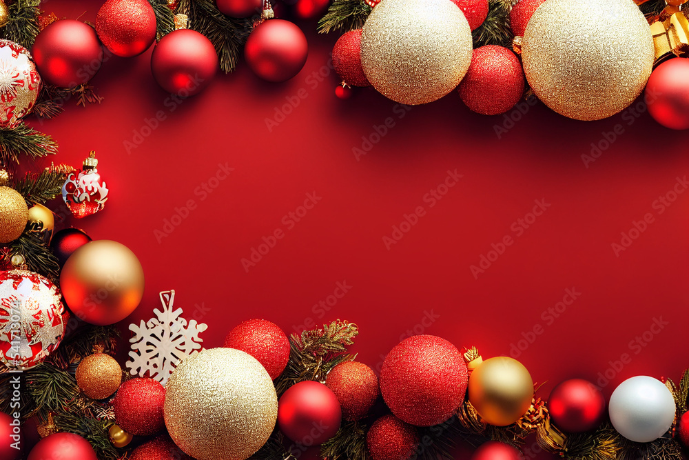 Christmas balls on a red background Christmas balls on a red background