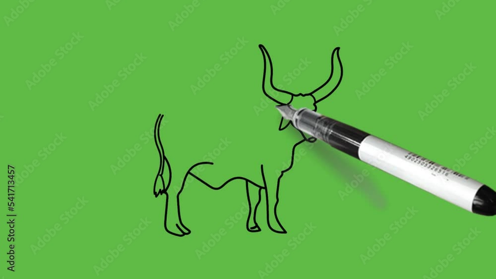 Draw standing cow in light and dark brown color combination with grey ...