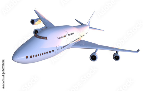 Large Commercial Airplane. Four-Engine Passenger Aircraft PNG Illustration Isolated on Transparent Background.
