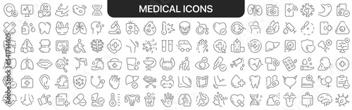 Medical icons collection in black. Icons big set for design. Vector linear icons