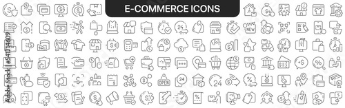E-commerce icons collection in black. Icons big set for design. Vector linear icons
