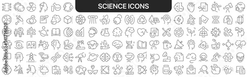 Science icons collection in black. Icons big set for design. Vector linear icons