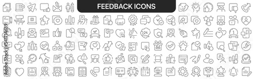 Feedback icons collection in black. Icons big set for design. Vector linear icons