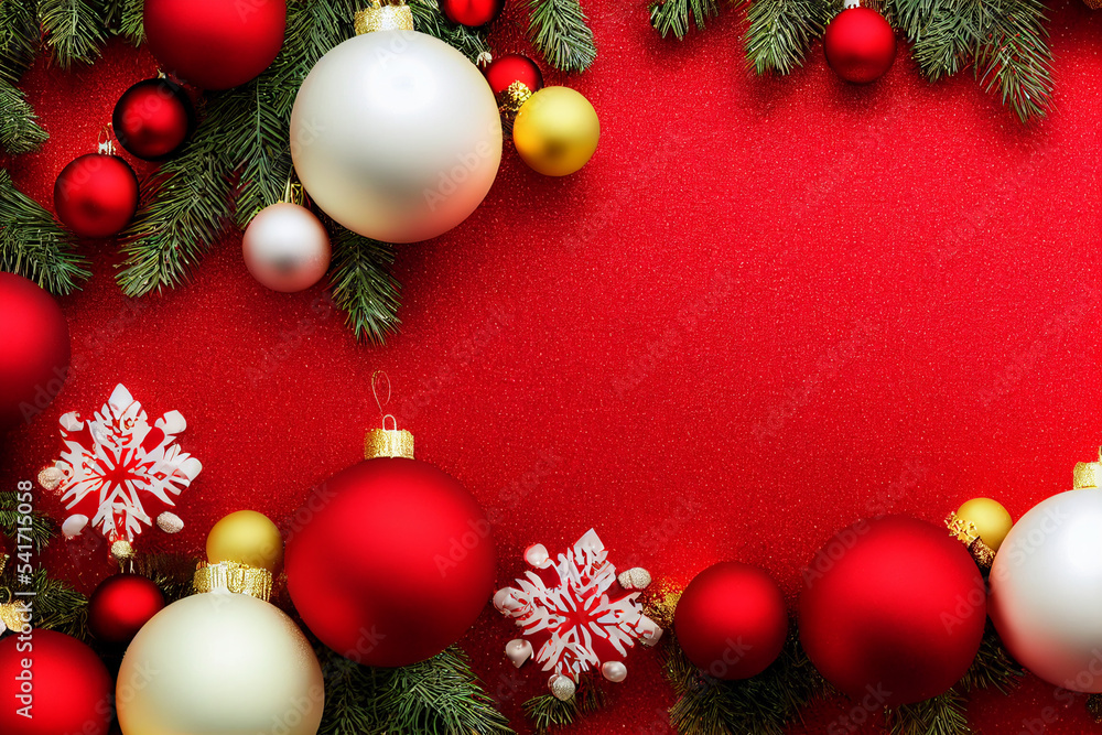 Christmas balls on a red background Christmas balls on a red background