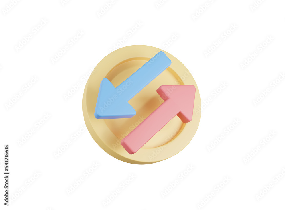 Money exchange concept with money gold coin and two left right arrows. 3D rendering. Money exchange concept with money gold coin and two left right arrows. 3D rendering.